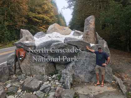 Jesse Dunlap at the entrance to North Cascades National Park, Washington