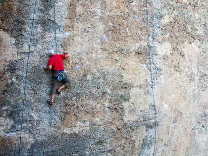 Jesse Dunlap rock climbing at Ten Sleep Canyon, Wyoming