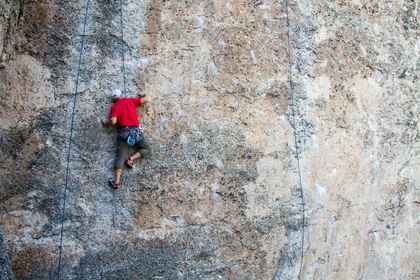 Jesse Dunlap rock climbing at Ten Sleep Canyon, Wyoming