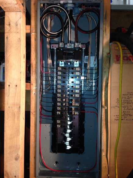 New Square D electrical panel installed by Dunlap Electric — clean wiring, labeled breakers, code compliant