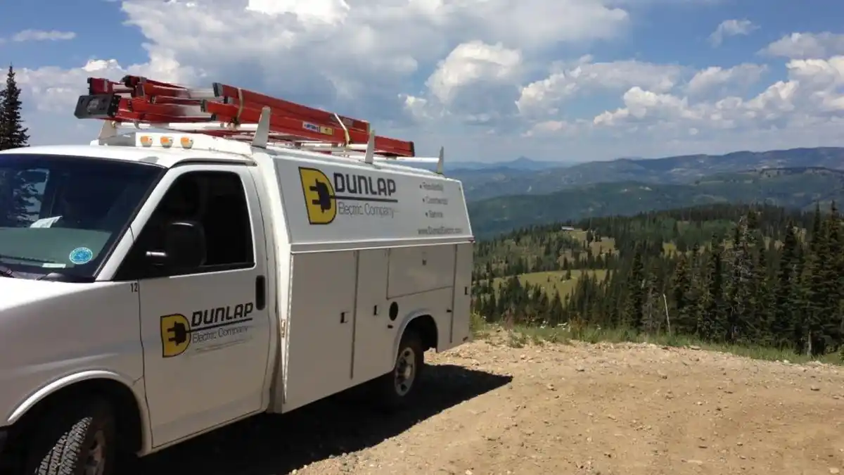 Dunlap Electric truck at a Colorado job site