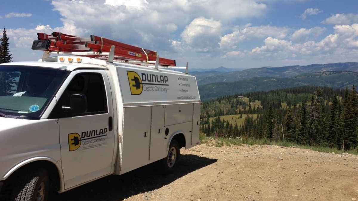 Dunlap Electric truck at a Colorado job site
