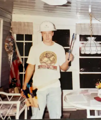 Jesse Dunlap on his first day in the electrical trade, 1998